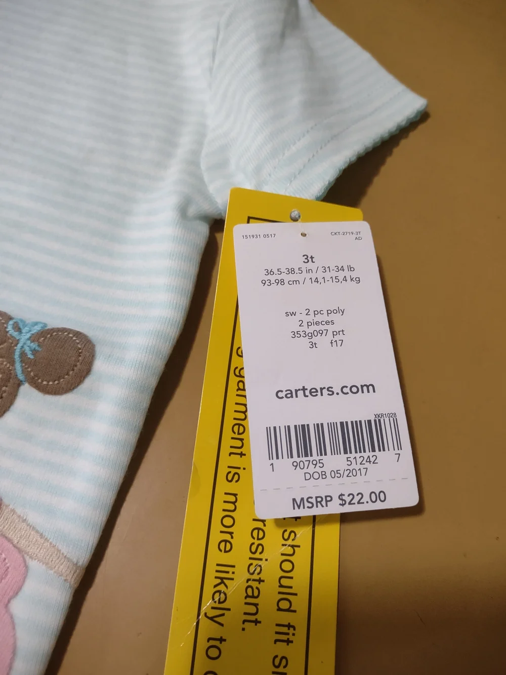 Carter's Girls Ballerina Pajama Set - Teal & Pink 3T NWT. S129sm